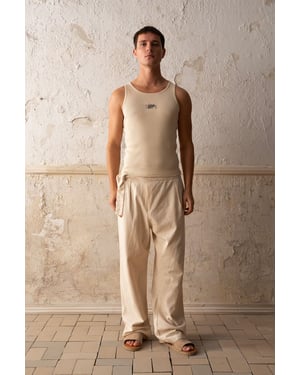 Gevachte Relaxed Fit Brede Pijpenbroek