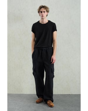 Brede Pijpen Textuur Pull-On Broek