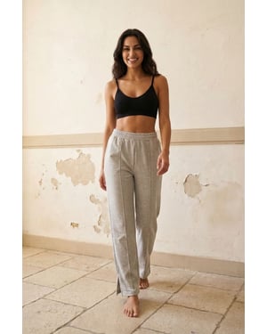Hoge taille wijde been gebreide joggingsbroek