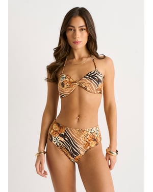 Bikinibroekje met dieren- en bloemenprint