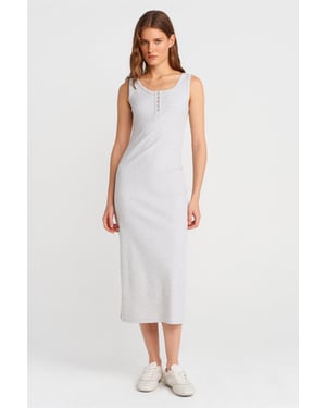 Gestreepte Midi Bodycon Jurk Met Knopen