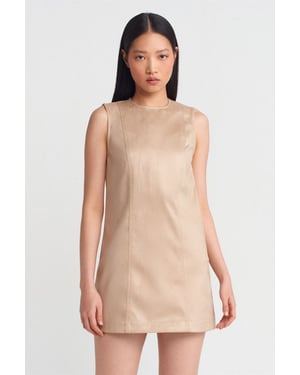 Mouwloze Faux Leather Mini-jurk
