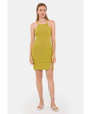 Mouwloze Halter-Neck Mini-jurk met Zijsplit