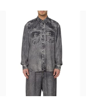 Diesel Heren Gils Denim Overhemd (Zwart/Grijs)