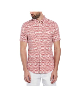 Original Penguin Heren Ikat Normaal Shirt Met Korte Mouwen (Mineraal Rood)