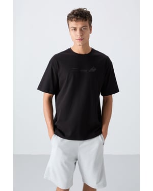 Overmaatse Katoen-Polyester Crew Neck T-Shirt