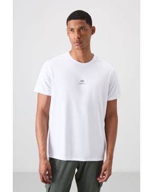 Heren T-shirt met logo-patch en korte mouwen