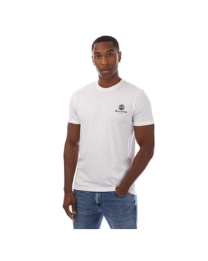 Aquascutum Heren London Borstlogo Crew Neck T-Shirt (Wit/Zwart)