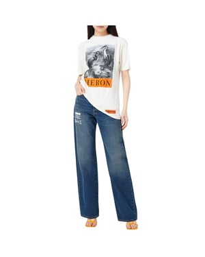 Heron Preston Dames/dames Logo Oversized T-shirt (Wit, Zwart)