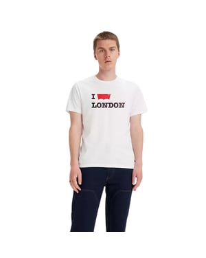 Levis Heren T-shirt met ronde hals en Batwing-logo uit Londen (Wit)