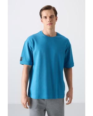 Heren Oversized Crew Neck T-Shirt Met Patch
