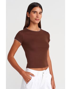 Dames Slim Fit Katoenen Crop T-Shirt