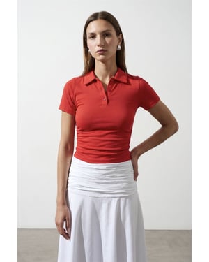 Dames Crop Slim Fit Polo T-shirt