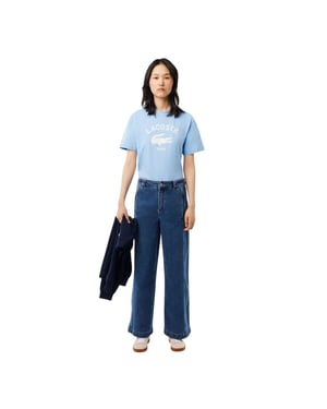 Lacoste Unisex katoenen T-shirt voor volwassenen met Parijs-motief (Lichtblauw)