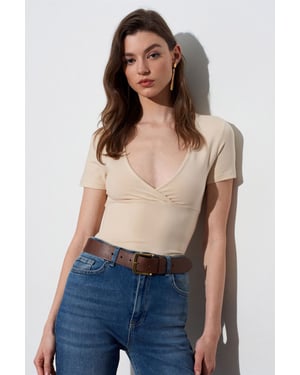 Passend V-hals T-shirt met korte mouwen