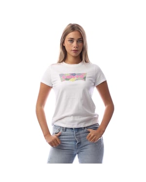 Levis Dames/Dames Patchwork T-shirt (Helder wit)