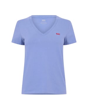 Levis Dames Perfect Logo V-hals T-shirt (Blauw)