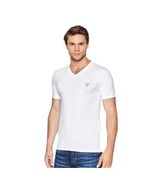 Guess heren T-shirt met klassiek rood logo in de vorm van een driehoek.