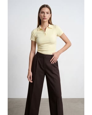 Dames Crop Slim Fit Polo T-shirt