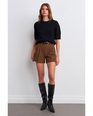Hoog-Waisted Crêpe Tailored Shorts