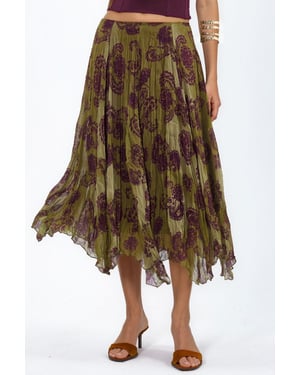 Hoge Taille Paisley Chiffon Maxi Rok