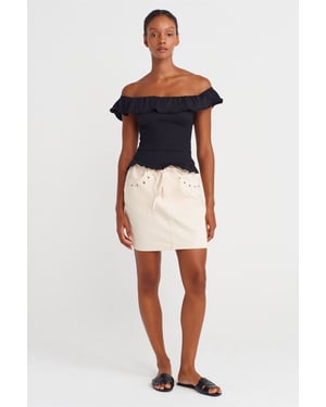 Dames Katoenen Denim Minirok Met Tailleband