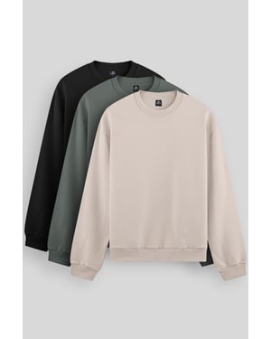 Heren Effen Rundhals Sweatshirt
