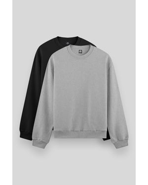 Heren Effen Rundhals Sweatshirt