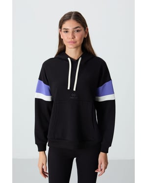 Oversized kleurblokken hoodie met zak