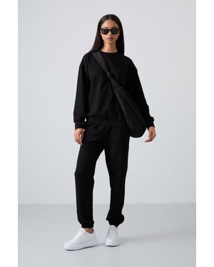 Oversized Sweatshirt en Broek met Elastische Tailleband Set
