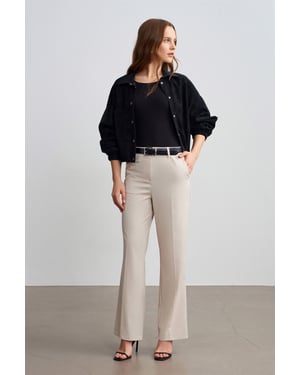 Dames Hoge Taille Rechte Cropped Broek