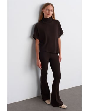 Hoge Taille Flared Gebreide Broek