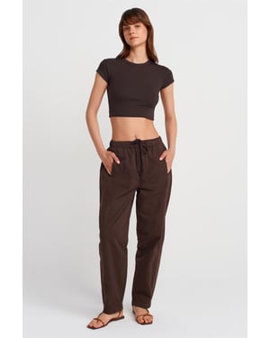 Katoenen Poplin Rechte Joggingbroek