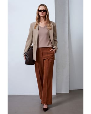 Dames Hoge Taille Brede Pijpen Nepleer Broek