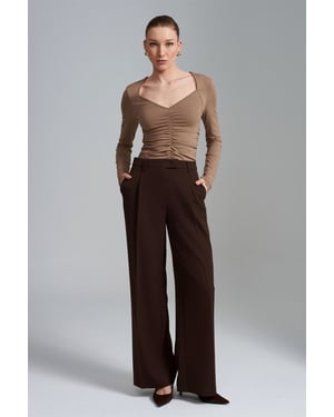 Vrouwen Hoge Taille Wijde Pijpen Crêpe Broek
