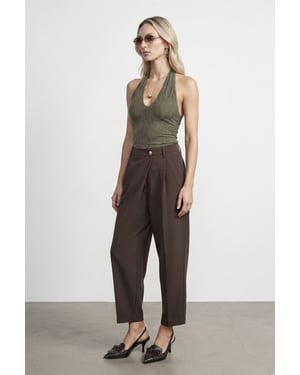 Hoge Taille Wijde Pijp Crepe Broek