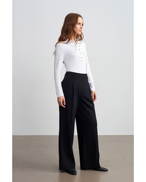 Vrouwen Hoge Taille Wijde Pijpen Crêpe Broek