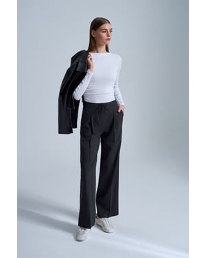 Wijde-pijp Crepe Trousers met Touwtjes