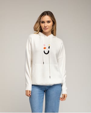 Gebreide hoodie met een grafisch detail op de voorkant en de rug.
