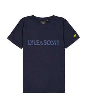 Lyle & Scott Katoenen T-shirt met kinderlogo (Donkere marine)