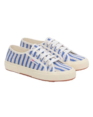 Superga Dames/Dames Gestreepte Platte Trainers (Blauw/Uit Wit)