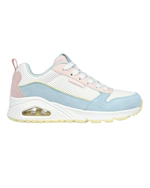 Skechers Dames Uno Stand On Air Suède Sneakers (Lichtblauw/Roze)