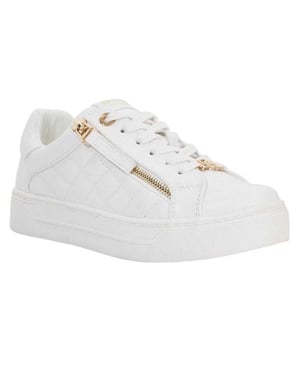 Dune London Dames/Dames Eisel Quilted Side Zip Flatform Trainers (Wit)