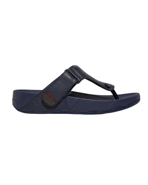 FitFlop Heren Leren Teen Post Platte Sandalen (Marine)