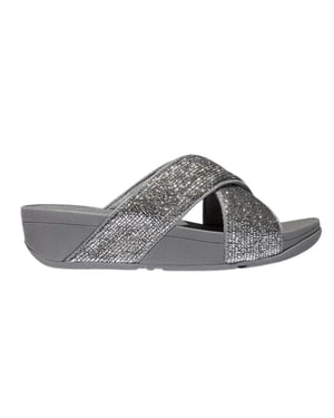 FitFlop Dames-slippers met gekruiste bandjes en glitters (Zilver)