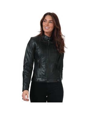 Elle Dames/Dames Leren Jas (Zwart)