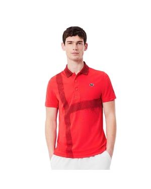 Lacoste Heren Novak Djokovic Regular Poloshirt met korte mouwen (Rood)