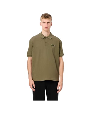 Lacoste Heren L.12.12 Geborduurd Logo Loose Fit Poloshirt (Kaki Groen)