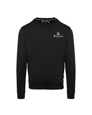 Aquascutum Heren-sweatshirt met ronde hals en lange mouwen met klein logo (Zwart)
