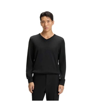 Boss Heren Gebreide Regelmatige Formele Pullover (Zwart)